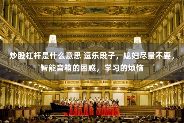 炒股杠杆是什么意思 逗乐段子，媳妇尽量不要，智能音箱的困惑，学习的烦恼