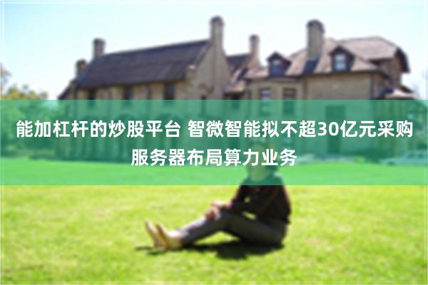 能加杠杆的炒股平台 智微智能拟不超30亿元采购服务器布局算力业务