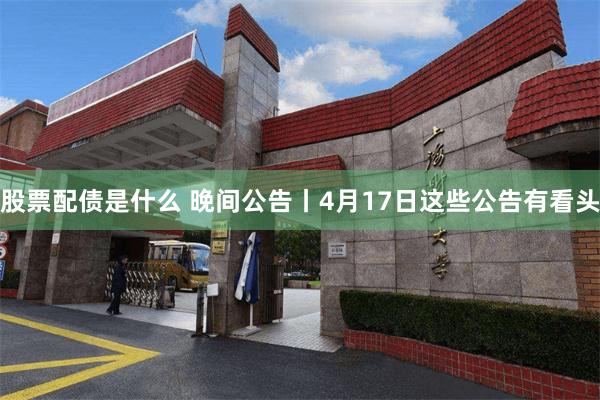 股票配债是什么 晚间公告丨4月17日这些公告有看头