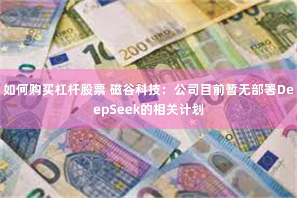 如何购买杠杆股票 磁谷科技：公司目前暂无部署DeepSeek的相关计划