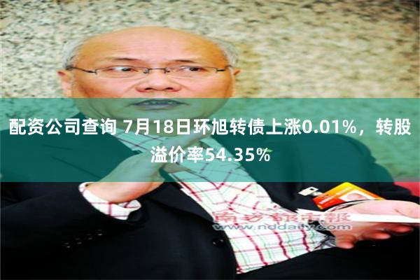 配资公司查询 7月18日环旭转债上涨0.01%，转股溢价率54.35%