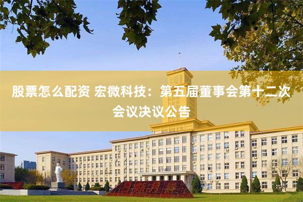 股票怎么配资 宏微科技：第五届董事会第十二次会议决议公告