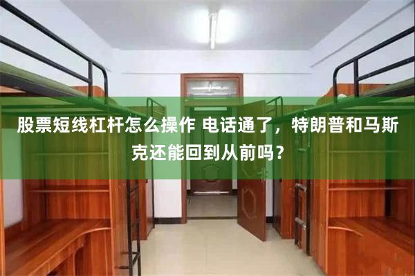 股票短线杠杆怎么操作 电话通了，特朗普和马斯克还能回到从前吗？