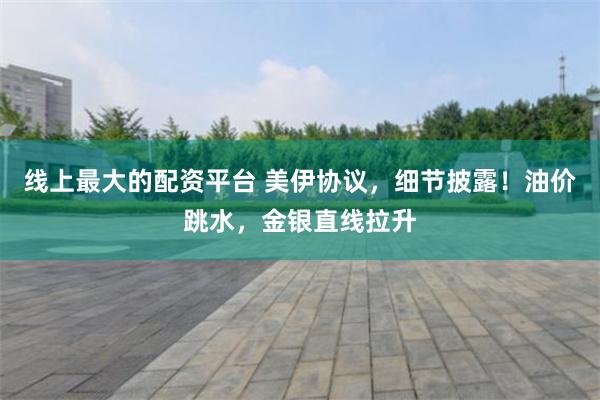 线上最大的配资平台 美伊协议，细节披露！油价跳水，金银直线拉升