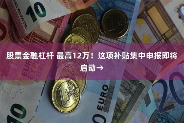 股票金融杠杆 最高12万！这项补贴集中申报即将启动→