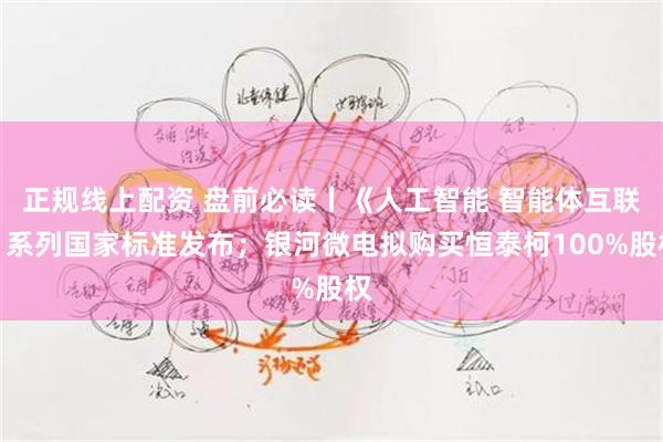 正规线上配资 盘前必读丨《人工智能 智能体互联》系列国家标准发布；银河微电拟购买恒泰柯100%股权