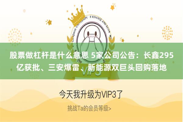 股票做杠杆是什么意思 5家公司公告：长鑫295亿获批、三安爆雷、新能源双巨头回购落地