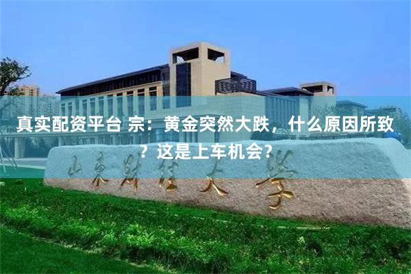 真实配资平台 宗：黄金突然大跌，什么原因所致？这是上车机会？