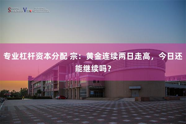 专业杠杆资本分配 宗：黄金连续两日走高，今日还能继续吗？